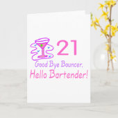 21 Goedendaags Bouncer Hallo Bartender (roze) Kaart (Gele Bloem)