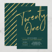 21 | Green & Gold Chic 21e verjaardag Kaart (Voorkant / Achterkant)