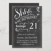 21 Invitation surprise à l'anniversaire Chalkboard (Devant / Derrière)