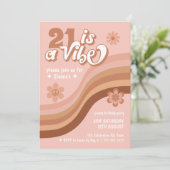 21 is een Vibe Retro Daisy Pink Birthday Kaart (Staand voorkant)