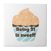21 is Sweet Birthday T-shirts en cadeautjes Tegeltje (Voorkant)