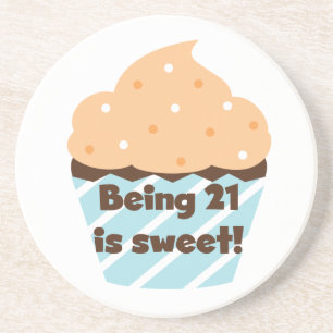 21 is Sweet Birthday T-shirts en cadeautjes Zandsteen Onderzetter