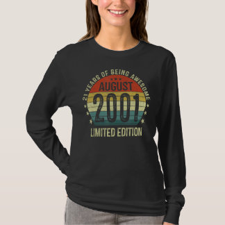 21 jaar Geboortedatum augustus 2001 21e verjaardag T-shirt