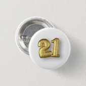 21 jaar Gold Mylar Balloons Ronde Button 3,2 Cm (Voorkant /achterkant)