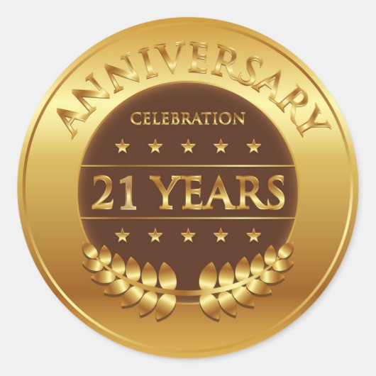 21 jaar Jubileum Gold Medal Ronde Sticker (Voorkant)