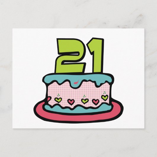 21 jaar oude Birthday Cake Briefkaart (Voorkant)