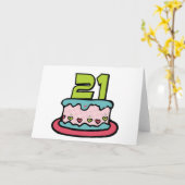 21 jaar oude Birthday Cake Kaart (Gele Bloem)