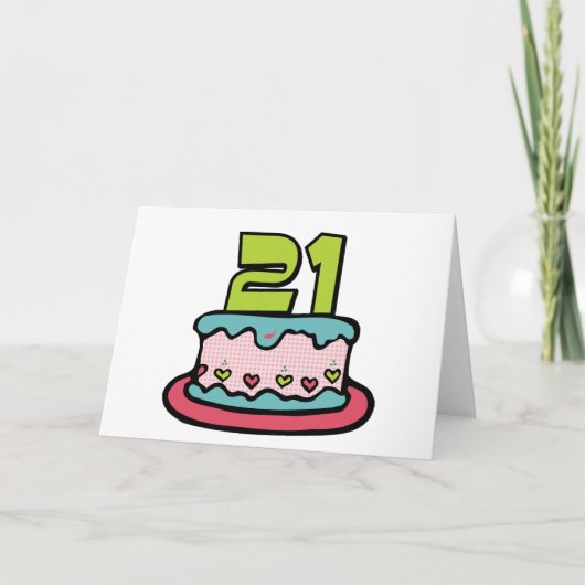 21 jaar oude Birthday Cake Kaart (Voorkant)