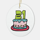 21 jaar oude Birthday Cake Keramisch Ornament (Links)