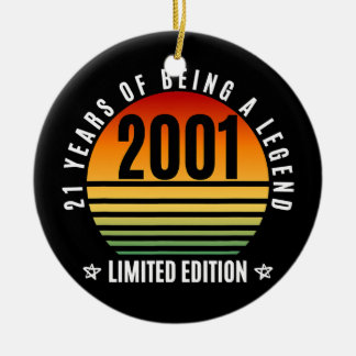 21 jaar oude cadeauretro 2001 Limited Edition 21st Keramisch Ornament