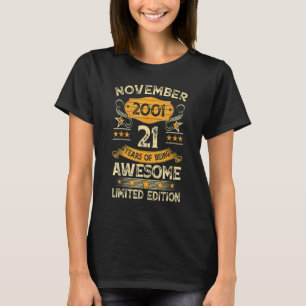 21 jaar Oude Vintage november 2001 21ste verjaarda T-shirt
