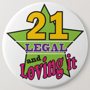 21 Juridisch en liefhebbend - 21e verjaardag Ronde Button 6,0 Cm