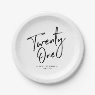 21 lettrage moderne Assiettes en papier pour 21e a