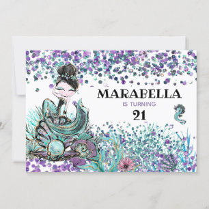 *~* 21 Luxe Glam Mermaid Birthday Party Invitation Kaart