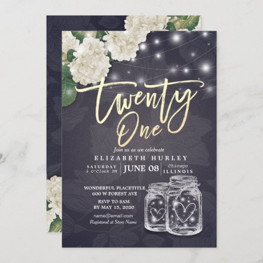21 Mason Jars String Lights Flowers van Birthday P Kaart (Voorkant / Achterkant)