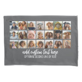 21 Photo Collage Grid - 2 tekstvakken - grijs wit Kussensloop (Voorkant)