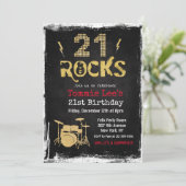 21 Rocks Rockstar Guitar 21e Invitation d'annivers (Debout devant)