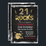 21 Rocks Rockstar Guitar 21e Invitation d'annivers<br><div class="desc">21 Rocks Rockstar Electric Guitar Metal Metallic Silver Parties scintillant Surprise 21ème anniversaire Invitation</div>