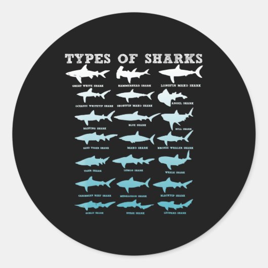 21 soorten haaienbiologie ronde sticker (Voorkant)