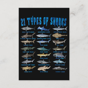 21 soorten haaiensoorten informatiekaartje