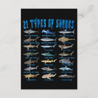 21 soorten haaiensoorten informatiekaartje