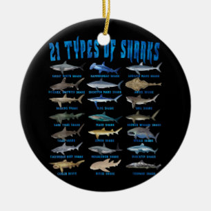 21 soorten haaiensoorten keramisch ornament