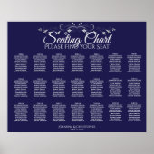 21 Tabel Simple Navy Blue Wedding Seating Chart Poster (Voorkant)