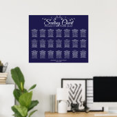 21 Tabel Simple Navy Blue Wedding Seating Chart Poster (Thuiskantoor)