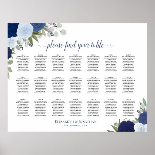 21 Tableau Boho bleu Mariage floral (Devant)