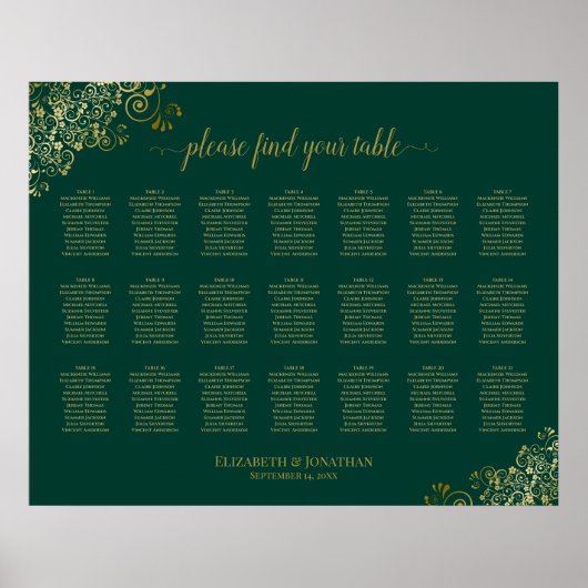 21 Tableau Mariage de siège Emerald Green Gold (Devant)