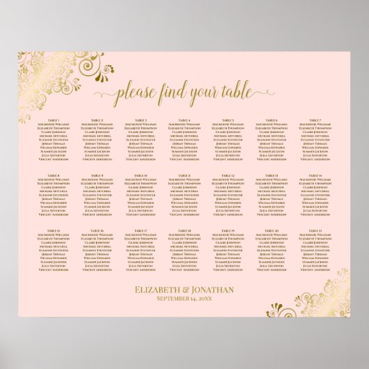 21 Tableau Mariage Plat Rose & Or (Devant)