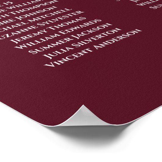 21 Tableau Sièges simples de Mariage bordeaux (Coin)