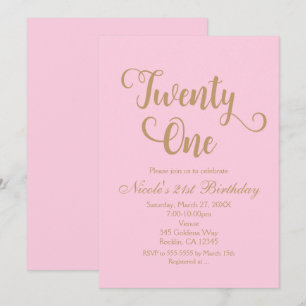 21 Twenty One Invitations de fête d'anniversaire r