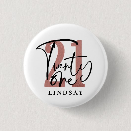 21 Typografie Birthday Ronde Button 3,2 Cm (Voorkant)