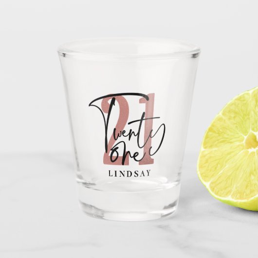 21 Typografie Birthday Shot Glas (Voorkant)