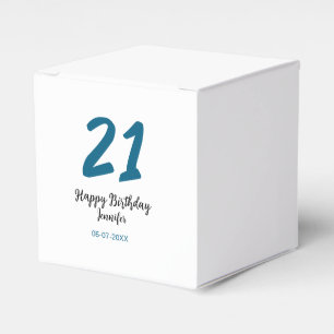 21 Verjaardag Bold Blauw Letter Simple Minimal Bedankdoosjes