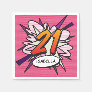 21 Verjaardag Leuk Retro Stripboek Servet