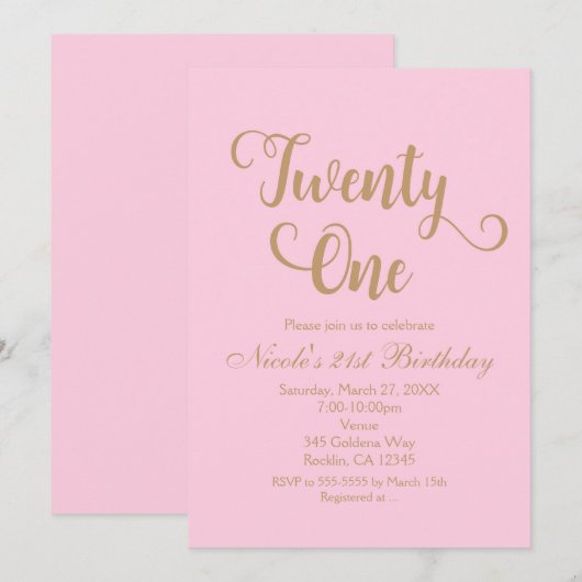 21 Vingt-et-un Invitations de fête d'anniversaire  (Devant / Derrière)