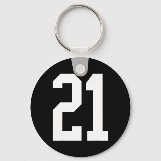 #21 Wit Nummer 21 Sport Fan Style Sleutelhanger (Voorkant)
