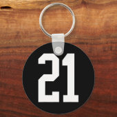 #21 Wit Nummer 21 Sport Fan Style Sleutelhanger (Voorkant)