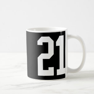 #21 Wit Nummer 21 Sportfan Stijl Halloween Cos Koffiemok