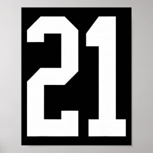 #21 Wit Nummer 21 Sportfan Stijl Halloween Cos Poster