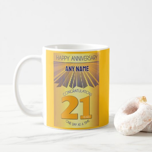 21 Year Sober Anniversary | Golden Ray 12 Step Koffiemok (Met donut)