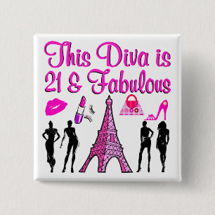 21 YR OLD PARIS LOVER VIERKANTE BUTTON 5,1 CM