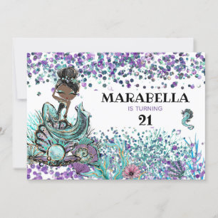 *~* 21 Zeemeermin GLAM onder Zee Birthday Party Kaart