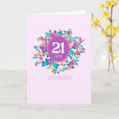 21e anniversaire avec Fleurs et Carte Pois (Fleur jaune)