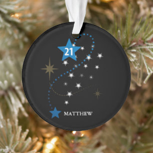 21e anniversaire bleu et noir Personnalisé