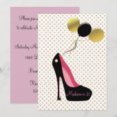 21e anniversaire Bling High Heels Invitation (Devant / Derrière)
