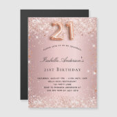 21e anniversaire blush rose rose magnet invitation (Devant / Derrière)