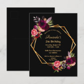 21e anniversaire burgundy or noir invitation (Devant / Derrière)